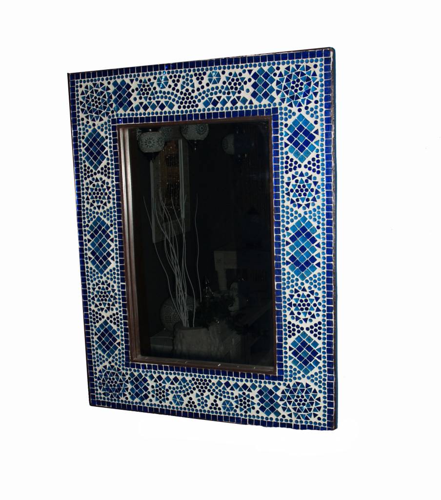 koken constant Getuigen Spiegel mozaiek blauw traditioneel design xl - Merel in Wonderland