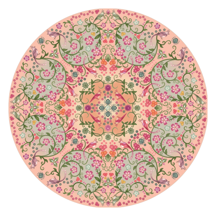 Ronde badmat - Florali zacht roze