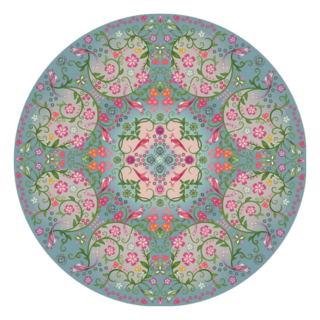 Buitenkleed rond Florali blauw