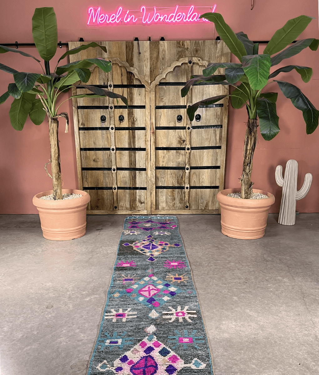 Vintage loper petrol 66 x 330 cm