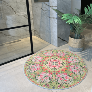 Ronde badmat Florali groen