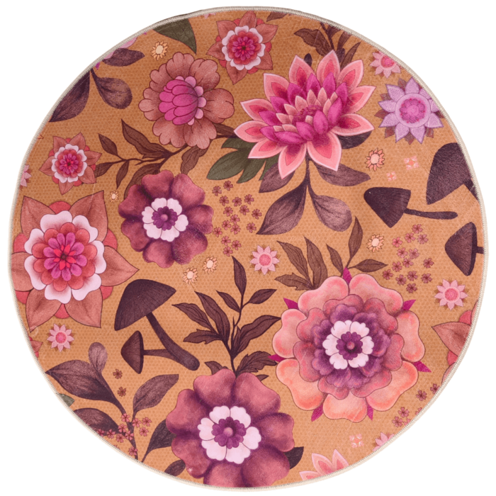 Badmat Peacefull dark yellow - rond