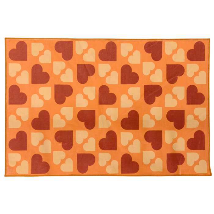 Badmat Warm hearts - bruin/ oranje