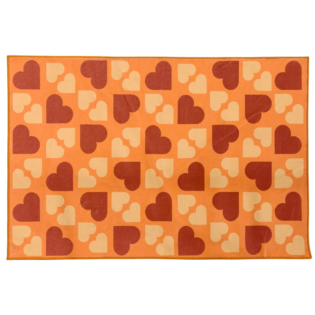 Badmat Warm hearts - bruin/ oranje