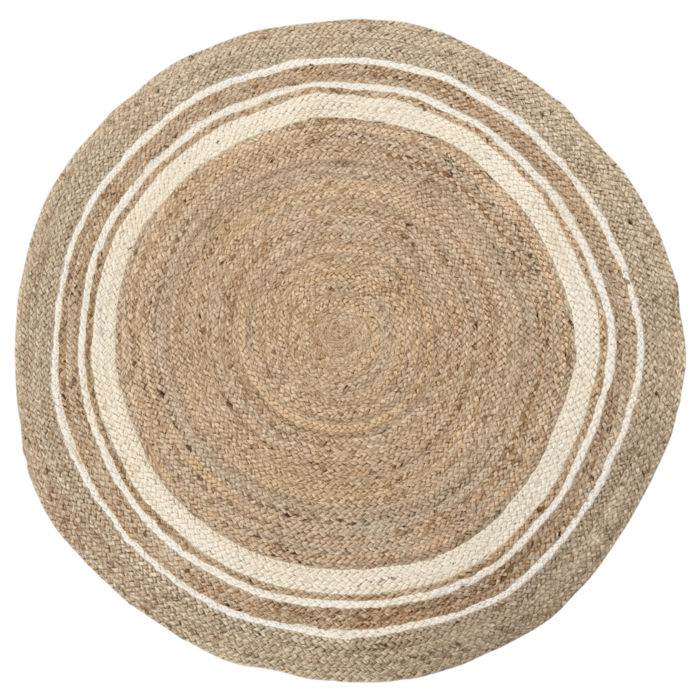 Jute vloerkleed rond - Bleached lines