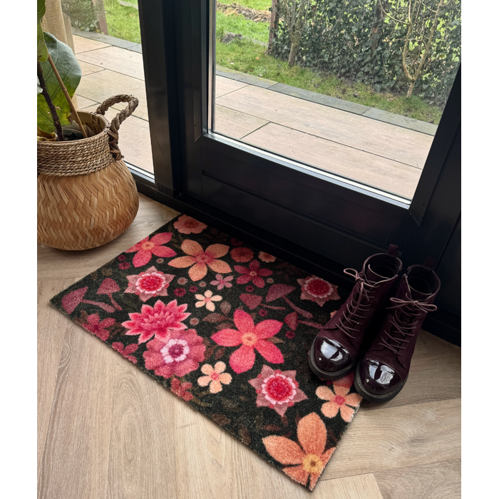 Deurmat/ droogloopmat op maat - Peacefull dark green