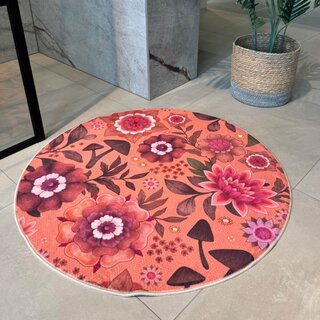 Badmat Peacefull pink rond