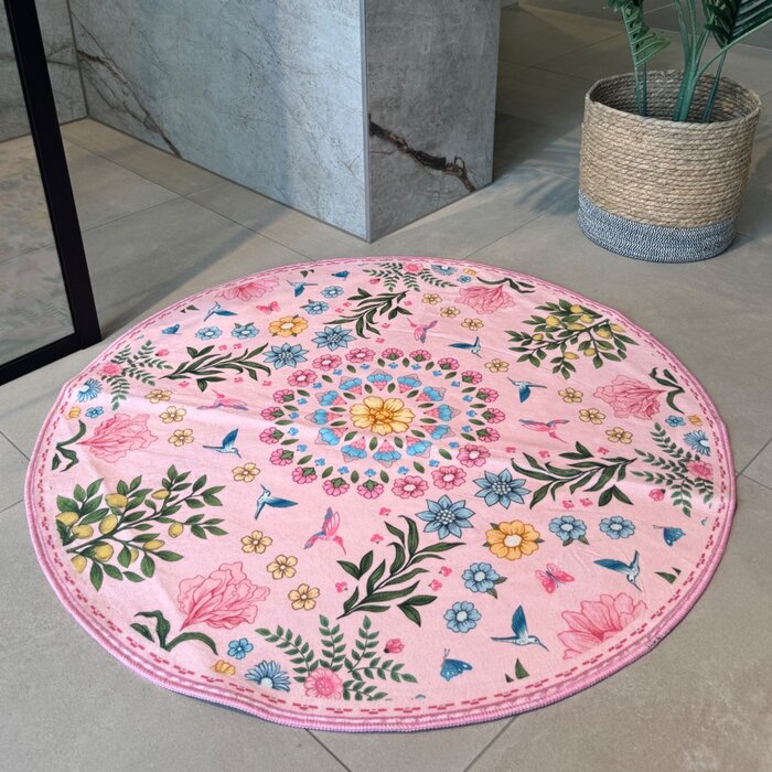 Badmat Garden roze - rond