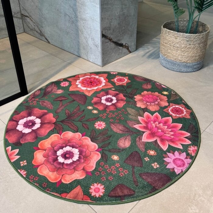 Badmat Peacefull green - rond