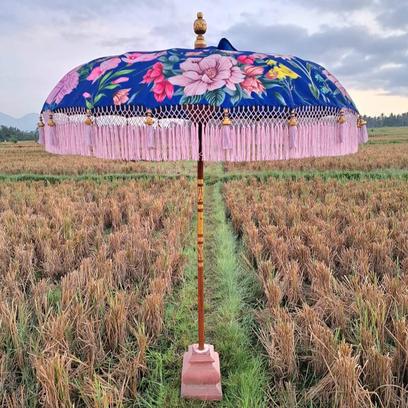 Bali parasol - Bloemen Navy Blue