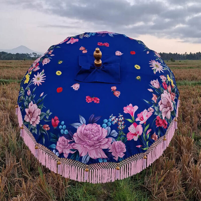 Bali parasol - Bloemen Navy Blue