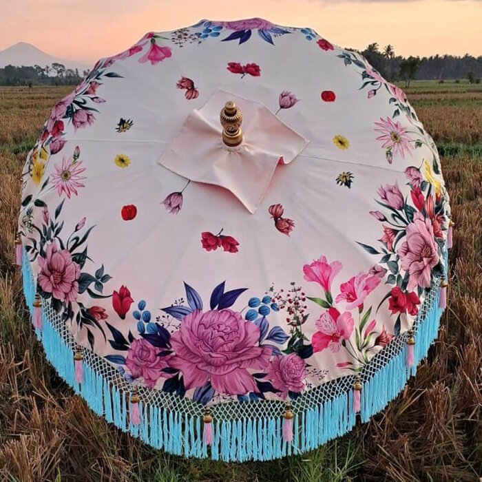 Bali parasol - Bloemen crème