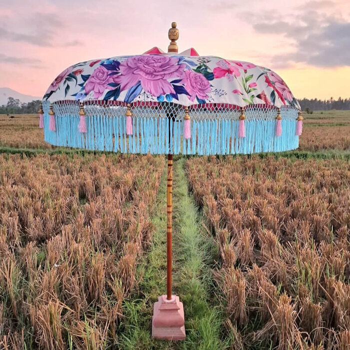 Bali parasol - Bloemen crème