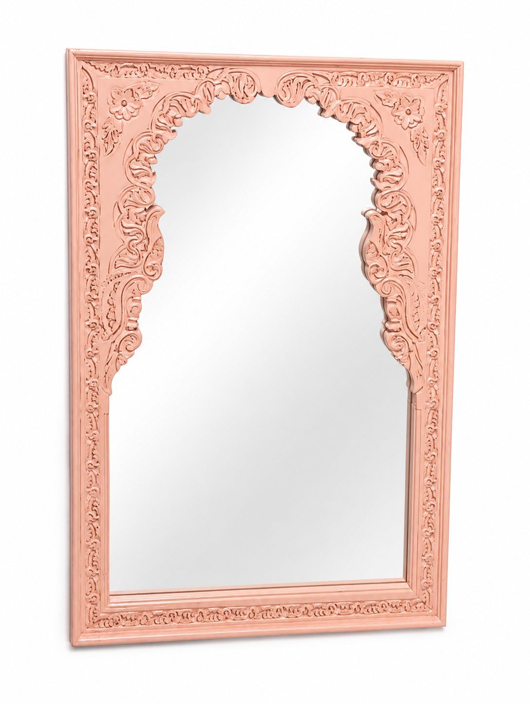Roze houten orientaalse spiegel