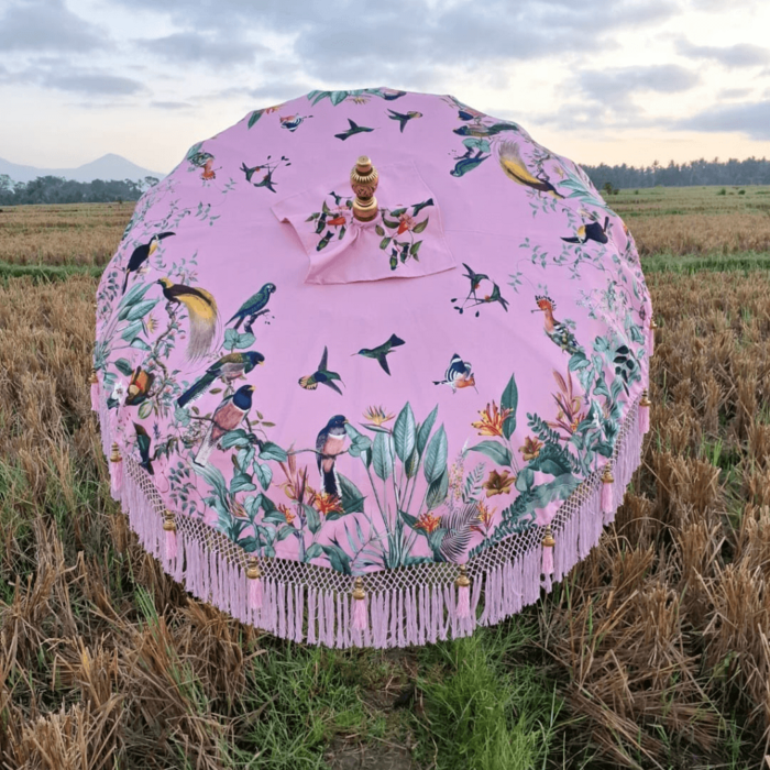 Bali parasol - Bloemen Roze