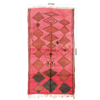 Marokkaans vloerkleed roze ruit 177x342cm