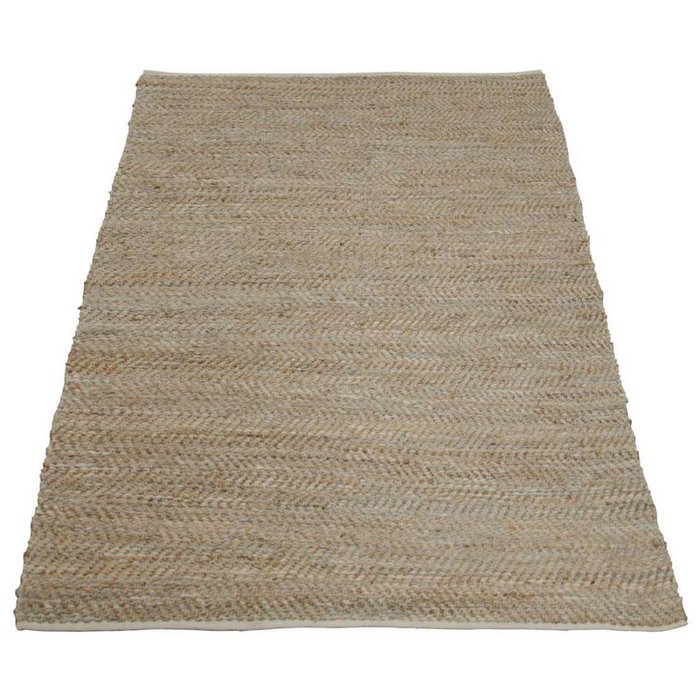 tapijt beige jute en leer 160 x 230 cm