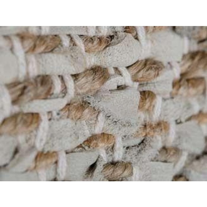 tapijt beige jute en leer 160 x 230 cm