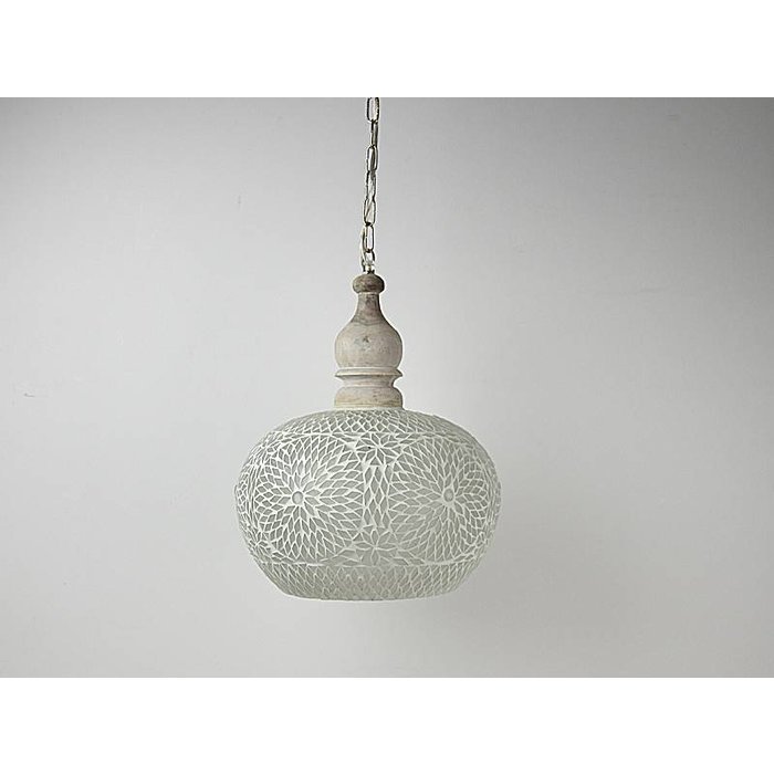 Oosterse hanglamp transparant mozaiek met hout