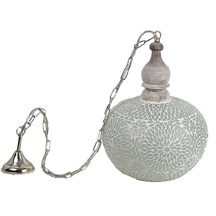 Oosterse hanglamp transparant mozaiek met hout