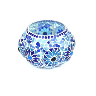 Bohemian waxinelicht blauw
