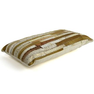 Kussen bruin,gold leer