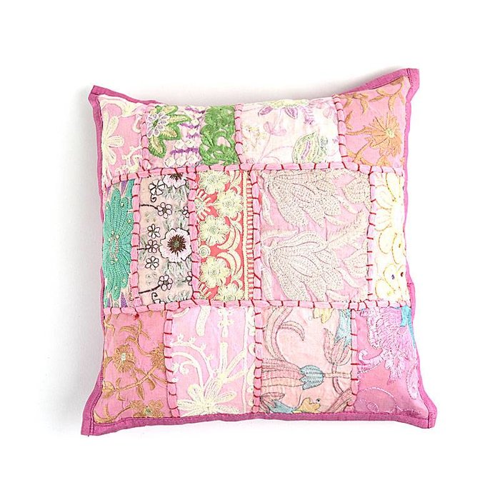 Kinderkussentje baby roze patchwork