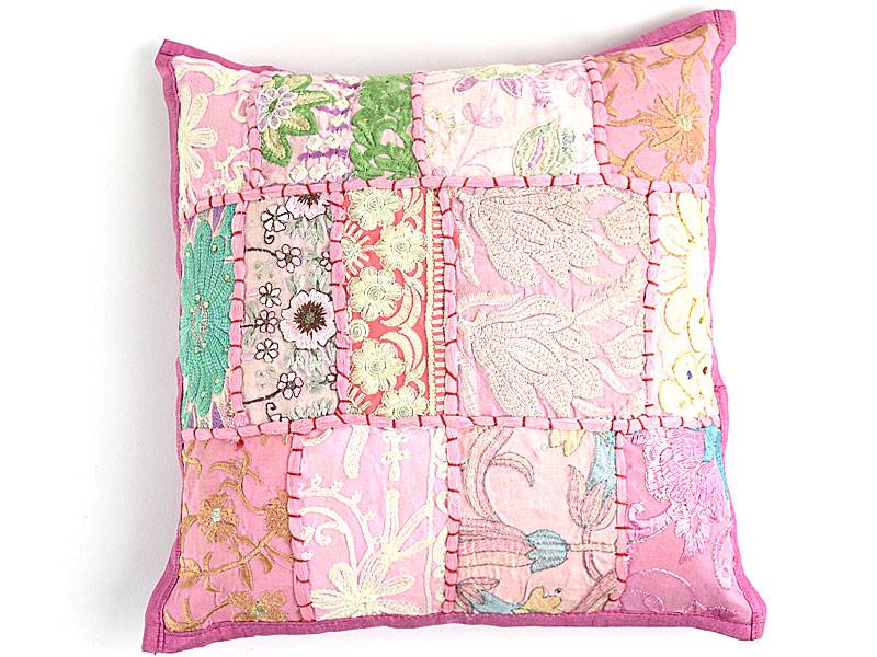 Kinderkussentje baby roze patchwork