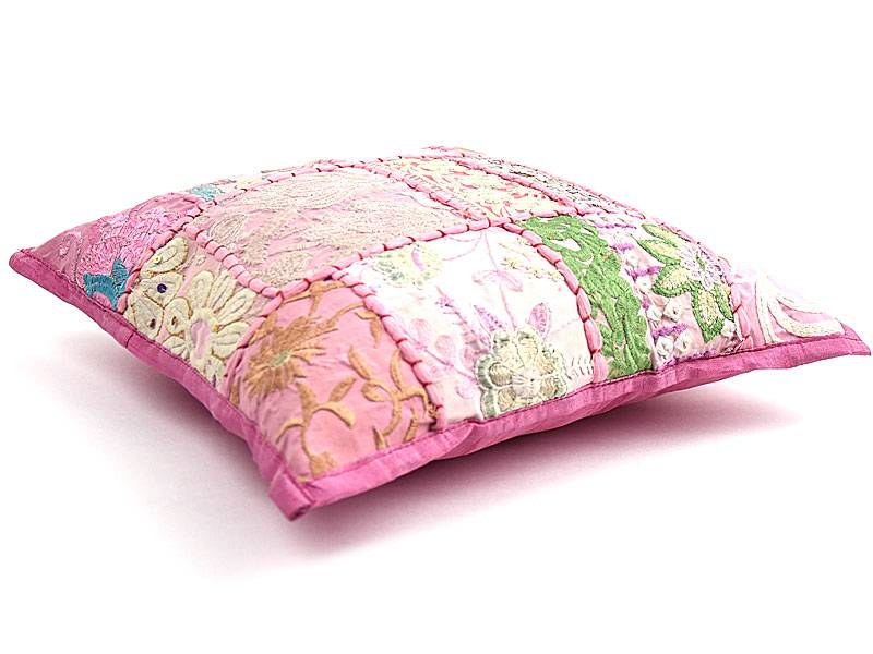 Kinderkussentje baby roze patchwork