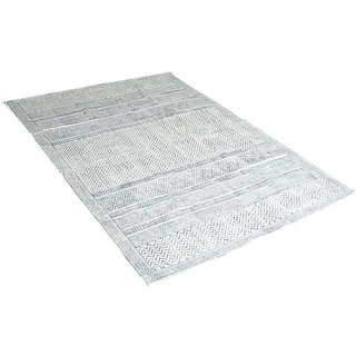 Kelim vloerkleed grafisch blauw