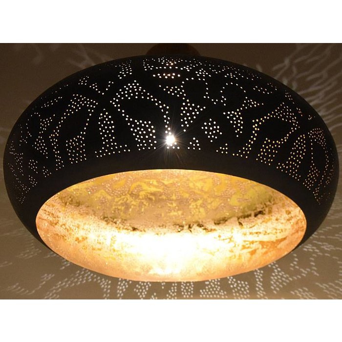 Hanglamp zwart filigrain met hout