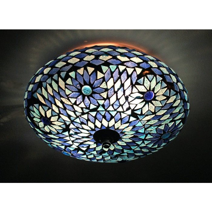 Plafonnière glasmozaïek blauw turkisch design 25 cm