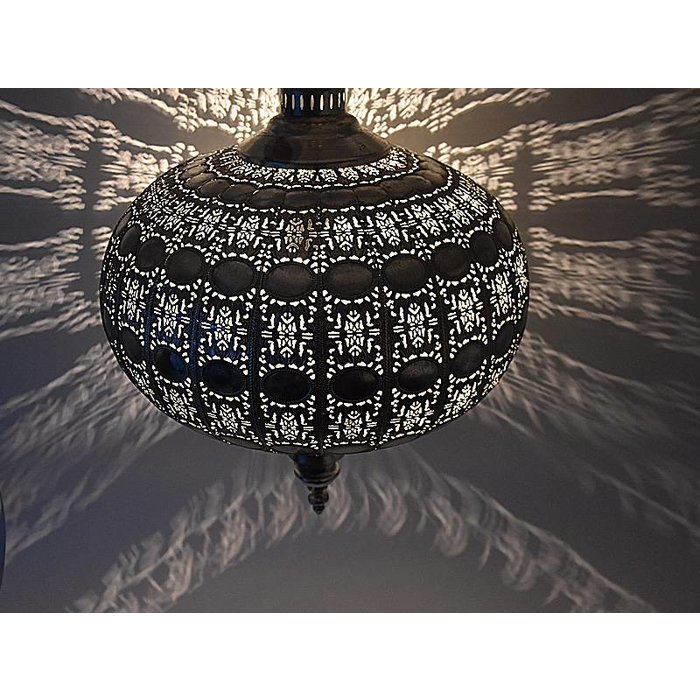 Zilveren hanglamp diamant met oosterse sfeer