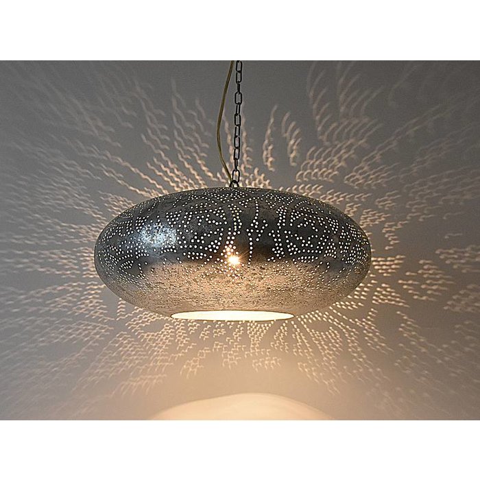 Open oosterse hanglamp zilver filigrain ufo