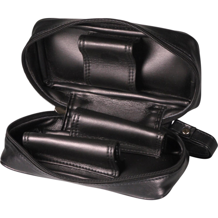 Leather-Look Pipe Pouch for 2 pipes Black