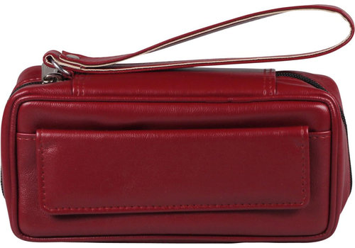 Leather-Look Pipe Pouch for 2 pipes Red 