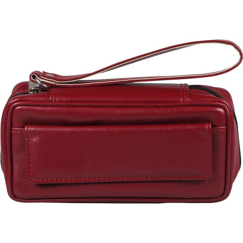 Leather-Look Pipe Pouch for 2 pipes Red 