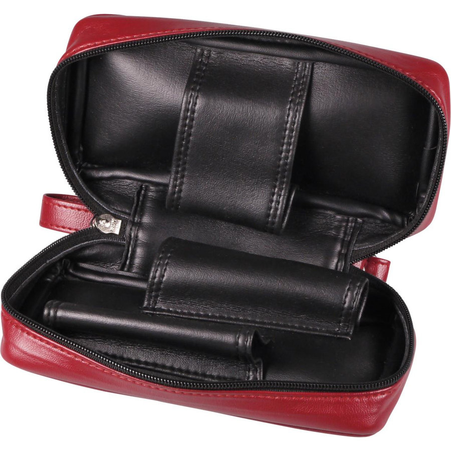 Leather-Look Pipe Pouch for 2 pipes Red