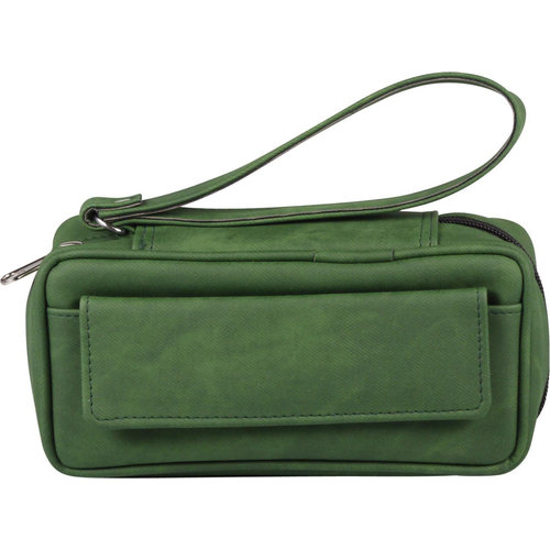 Leather-Look Pipe Pouch for 2 pipes Green 