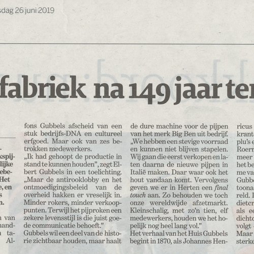 Helaas het einde van onze Nederlandse pijpenfabriek