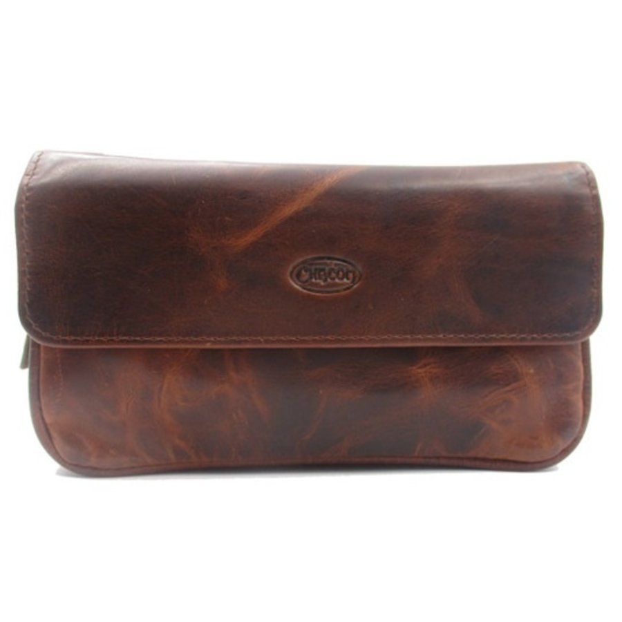 Chacom Leather Pipe Pouch for 2 pipes Brown Retro