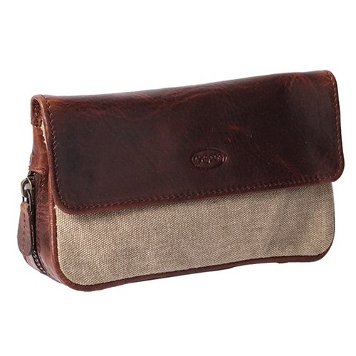 Chacom Leather Pipe Pouch for 2 pipes Beige & Retro 