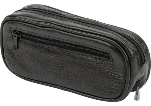 Leather Pipe Pouch for 2 pipes Black 