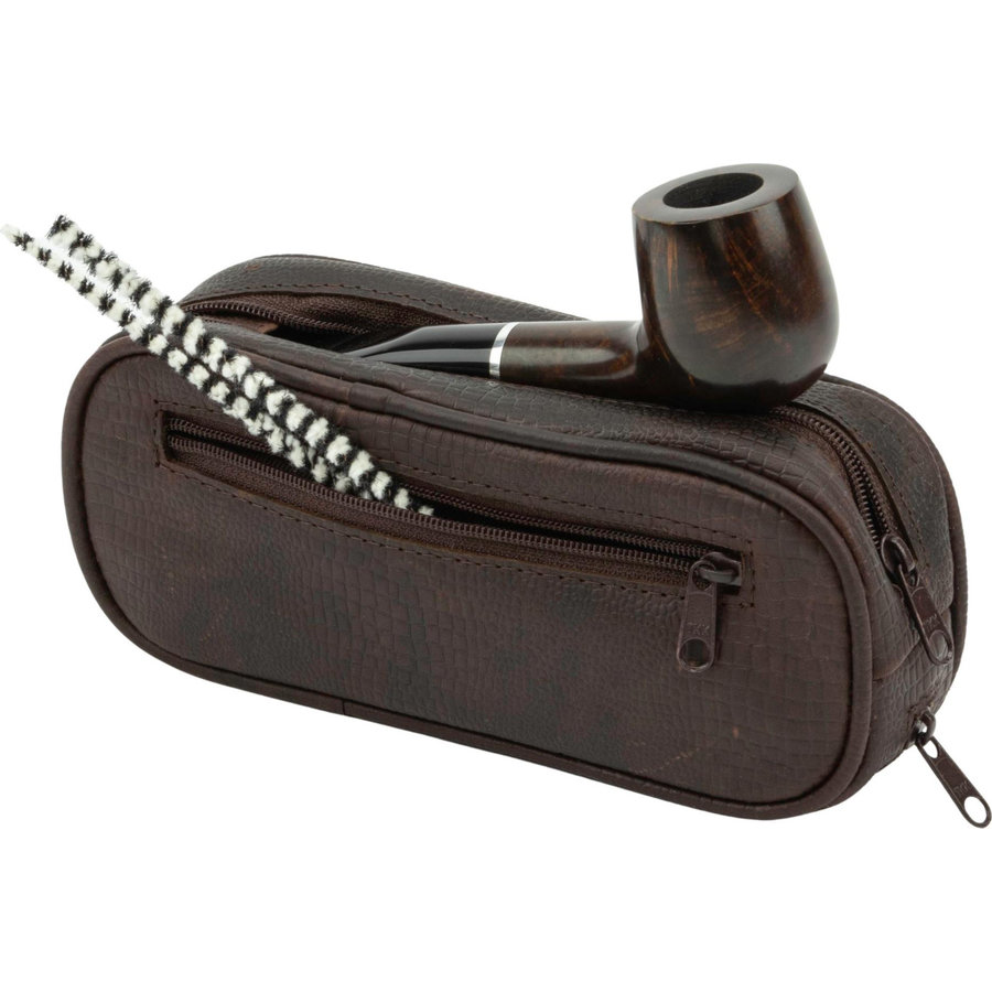 Leather Pipe Pouch for 2 pipes Brown
