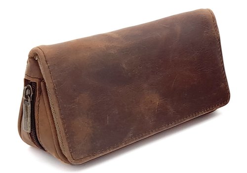 Guy Janot Leather Pipe Pouch for 2 pipes Brown 