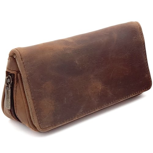 Guy Janot Leather Pipe Pouch for 2 pipes Brown 