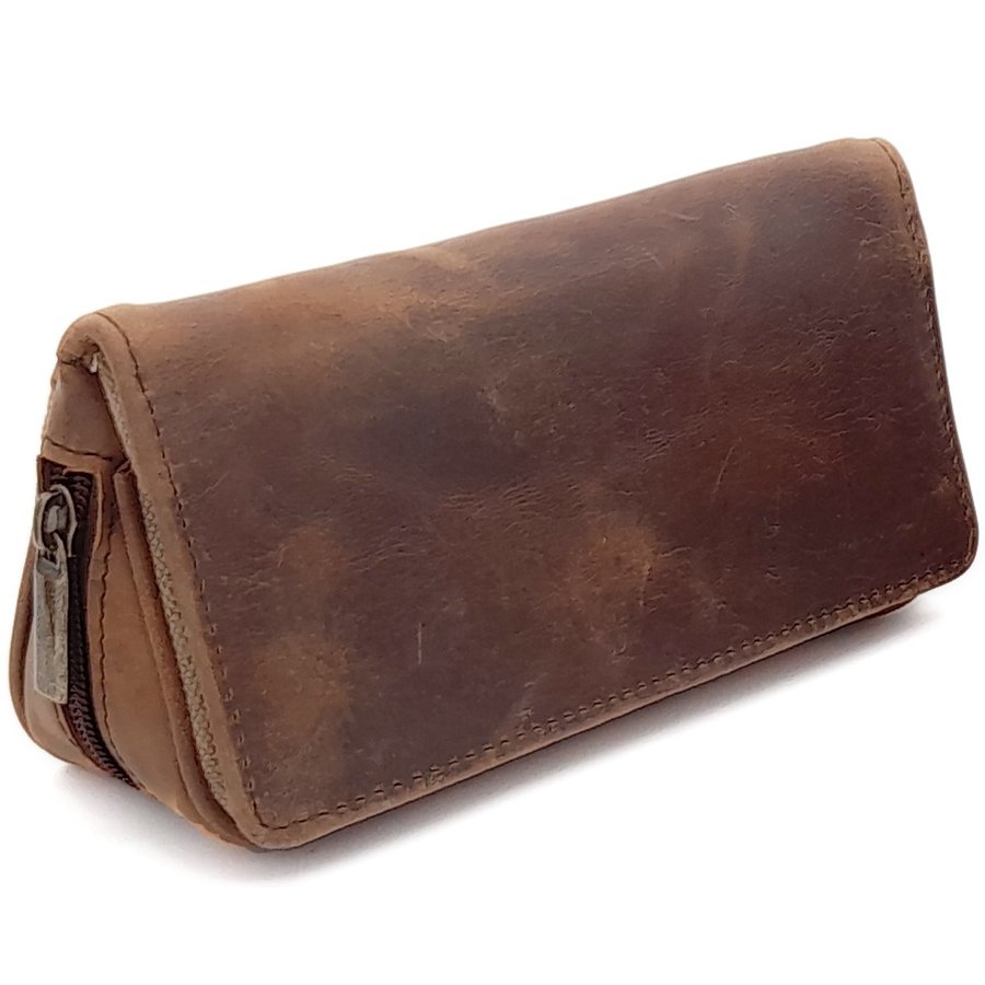 Guy Janot Leather Pipe Pouch for 2 pipes Brown