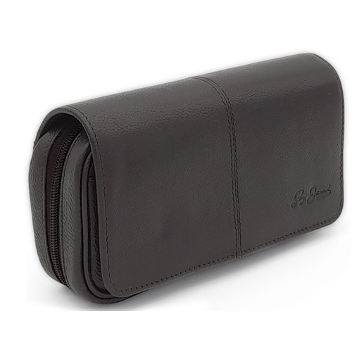 Guy Janot Leather Pipe Pouch for 2 pipes Black 