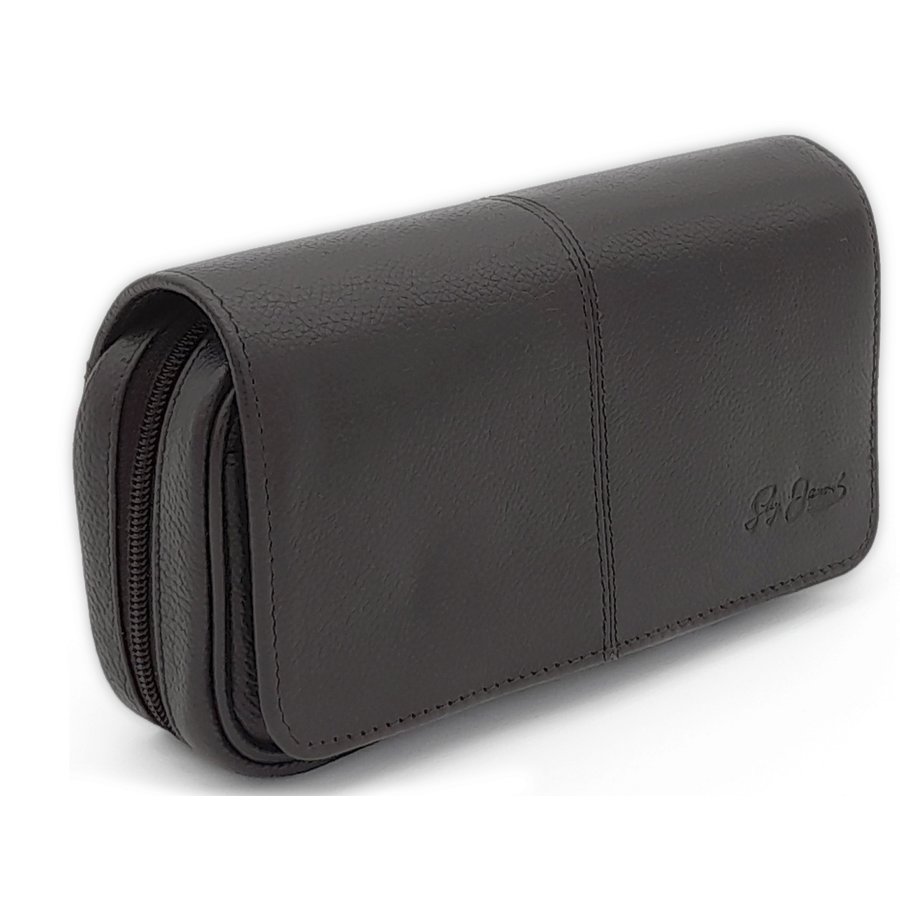 Guy Janot Leather Pipe Pouch for 2 pipes Black