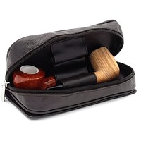 Guy Janot Leather Pipe Pouch for 2 pipes Dark Brown